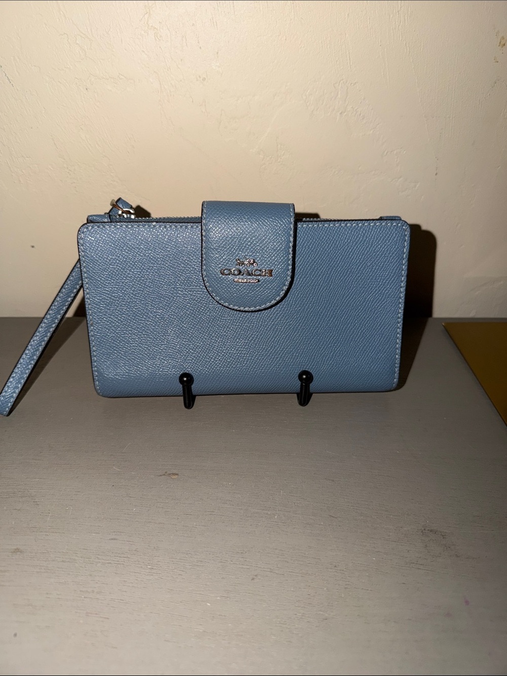 Coach Light Blue Leather Wristlet Wallet